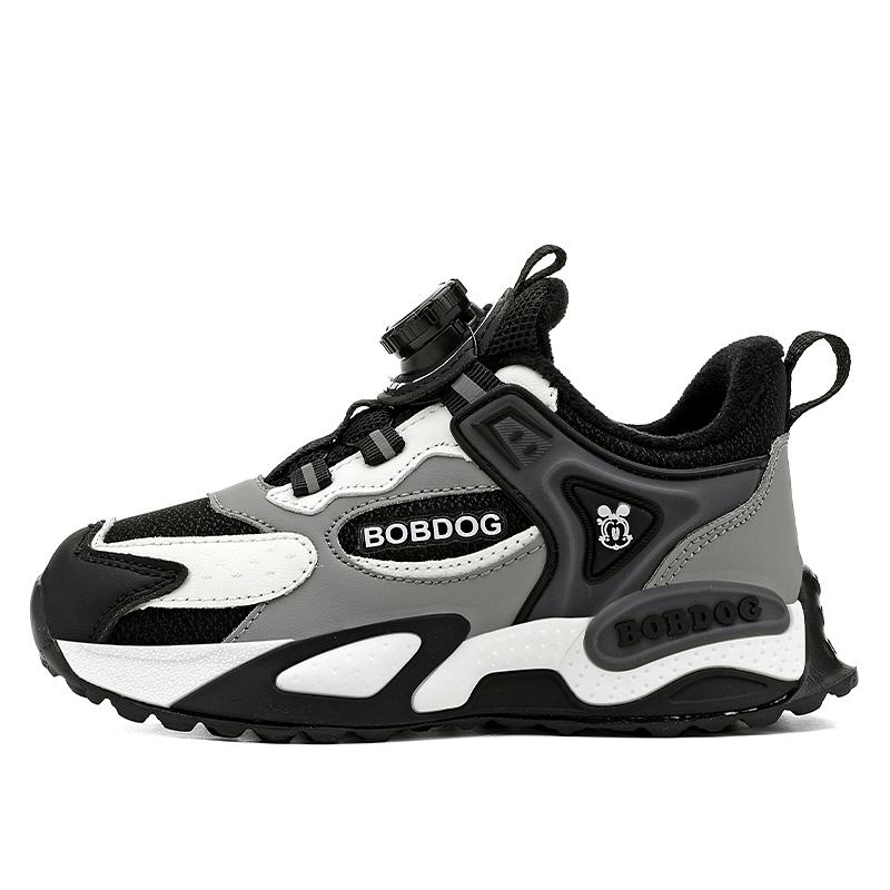 Kids Sport Sneakers Boys Girls Fashion Running Shoes Navy White Design Anti Slip Trainers with Rotary Buckle Children Sneaker