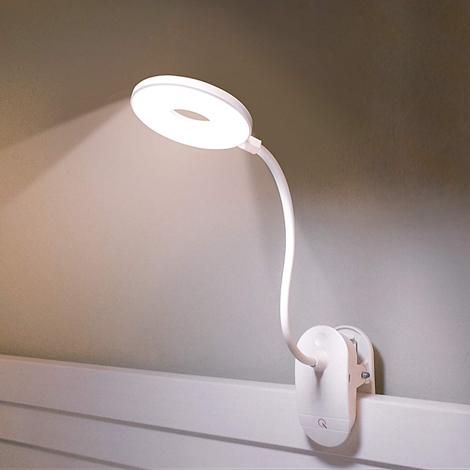 

LED Clip-on Desk Light, USB RechargeablePlug-in Type, 3-Level Dimming, 360-Degree Rotation, Touch-Sensor, Eye-Friendly, for Studying, Bedrooms, and