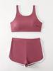 Solid Color Deep V Sexy Sport Split Swimsuit for Women - European & American Style
