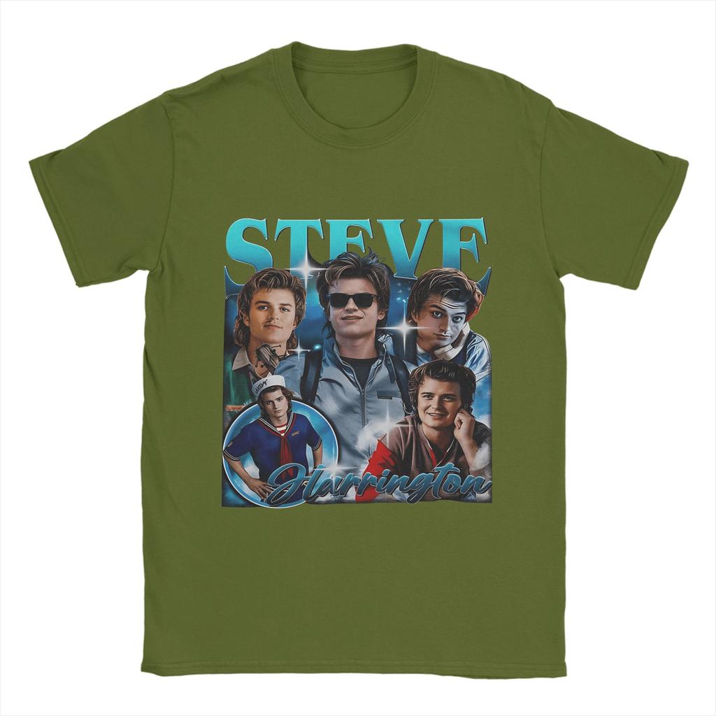 Men T-Shirts Steve Harrington Vintage Funny 100% Cotton Tee Shirt Short Sleeve  T Shirt O Neck Clothing Graphic Printed