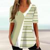 Fashionable Comfortable Breathable T-shirt Summer Colorful Retro Geometric 3D Pattern Women's V-neck Short Sleeved T-shirt
