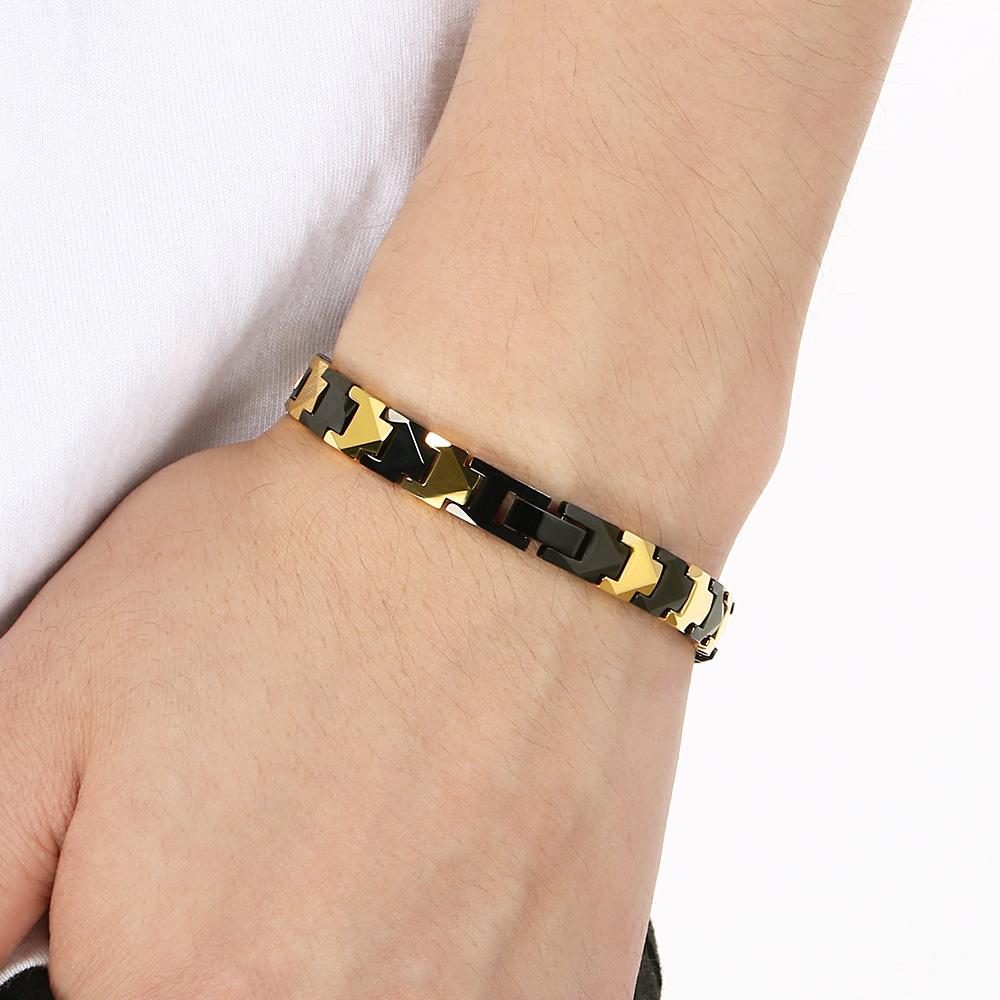 Men's Health Bracelet Strong Magnetic & Germanium Stone Bullets Style Tungsten Steel Link Chain Bracelets for Men Jewellery Woman