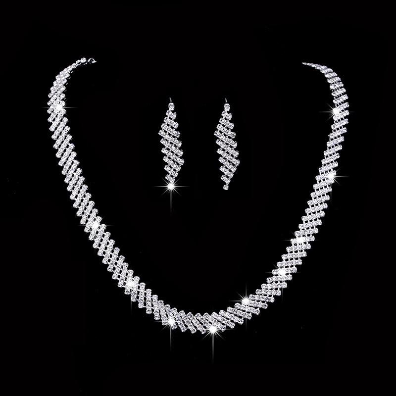 Chic Stylish Braidal Jewelry Sets High End Crystalline Zirconia Women Nuptial Wedding Occasion Earrings Pendant Necklace Set Engagement Color