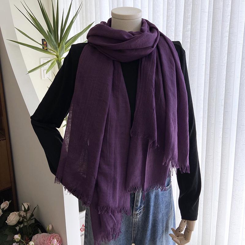 Women's Summer Sun Protection Scarf: Cotton & Linen, Japanese & Korean Style, Medium-Long, Lightweight Shawl