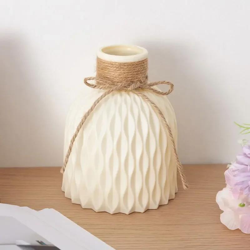 Plastic Vase Shatterproof Anti-Ceramic Modern Minimalist Flower Arrangement Ornament Unbroken Wedding Home Decor