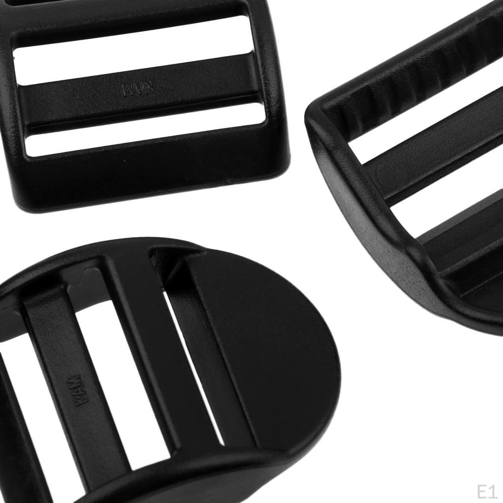 Set of 10pcs Black Durable Plastic Slide Buckles for 25mm/ 1 Inch Outdoor Camping Backpack Webbing