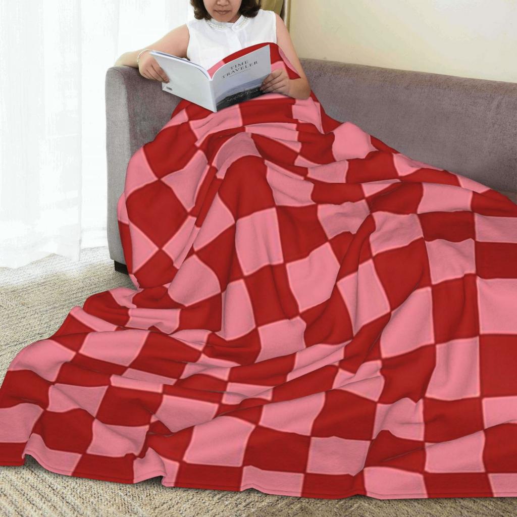 Roze en Rood Geruite Dekens Fleece Sofa Plaid Multifunctioneel voor Huis Slaapkamer Buiten Plaids Bedsprei Dekbed