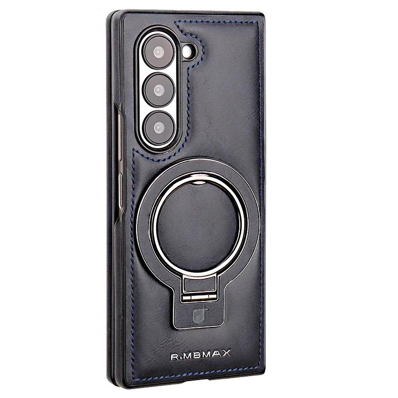 

Роскошный магнитный держатель кольца Z Fold6 кожаный чехол для Samsung Galaxy Z Fold 6 5 4 беспроводная зарядка противоударный защитный чехол For Galaxy Z Fold 5