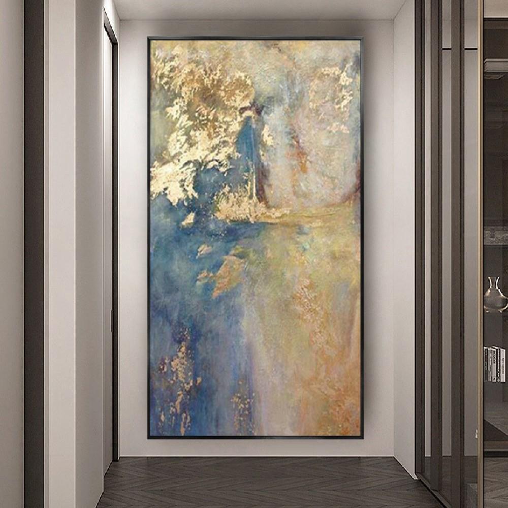 Best Art Handmade Wall Art Pictures Gold Blue Gray Yellow Texture Abstract Oil Painting On Canvas Wall Paintings Decor Home S