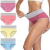 4 Pack Women's Soft High Waisted Briefs Cotton Underwear Comfy Stretchy Full Coverage Panties