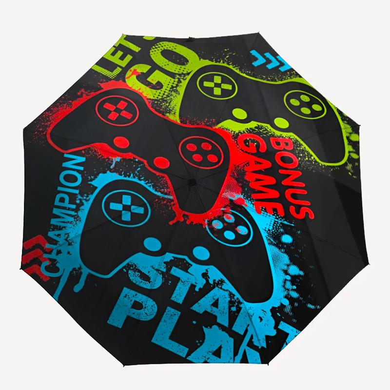 Game Controller Theme Automatic Umbrella, Lightweight & Portable, 8 Rib, Perfect for Outdoor Travel, Birthdays, Christmas, Gifts.