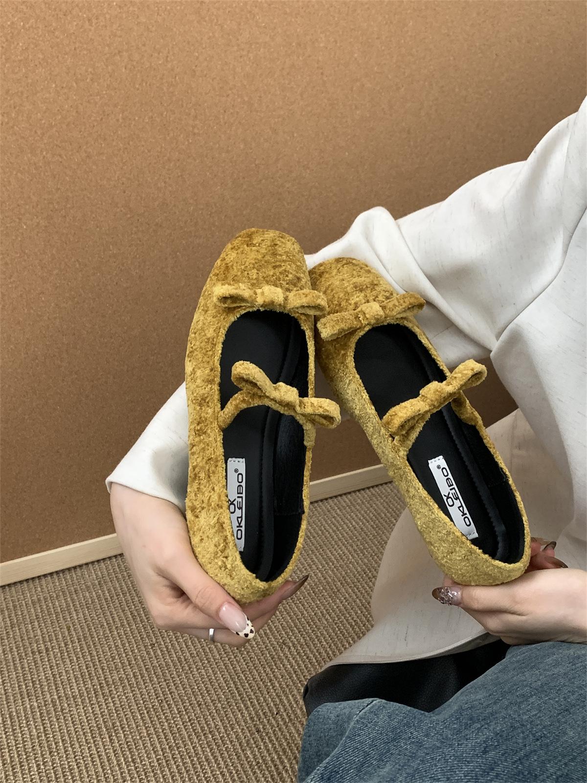 

Мода Мода Замшевые Женские Лоферы, Украшенные Узлом-Бабочкой, Легкие Удобные Туфли Мэри Джейн для Женщин, Элегантные Балетки на Осень 39 жёлтый