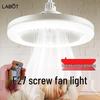 Minimalist LED Ceiling Fan Light with Remote Control - E27 Base for Bedroom, Kitchen, and Living Room