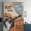 Music Festival With Retro Guitar Chiffon Sheer Curtains for Living Room Bedroom Kitchen Decoration Window Voiles Tulle Curtain