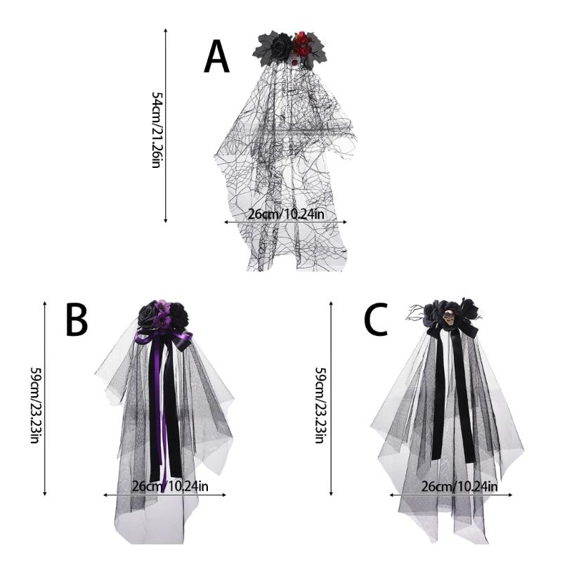 Women’s Halloween Witch Veil Gothic Style Ribbon Costume Headdress For Theme Parties And Cosplay