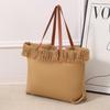 Tassel Tote Bag Large Capacity Simple Portable Shoulder Canvas Bag Student Commuter Woven Beach Bag