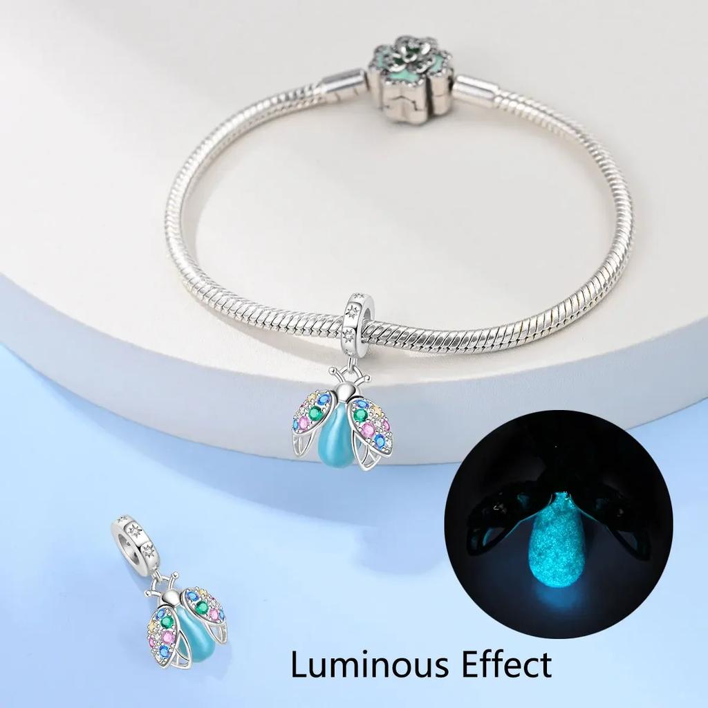 Copper Luminous Chameleon Change Color Butterfly Insect Beads Charms Pendant Fit Original Bracelets Diy Jewelry