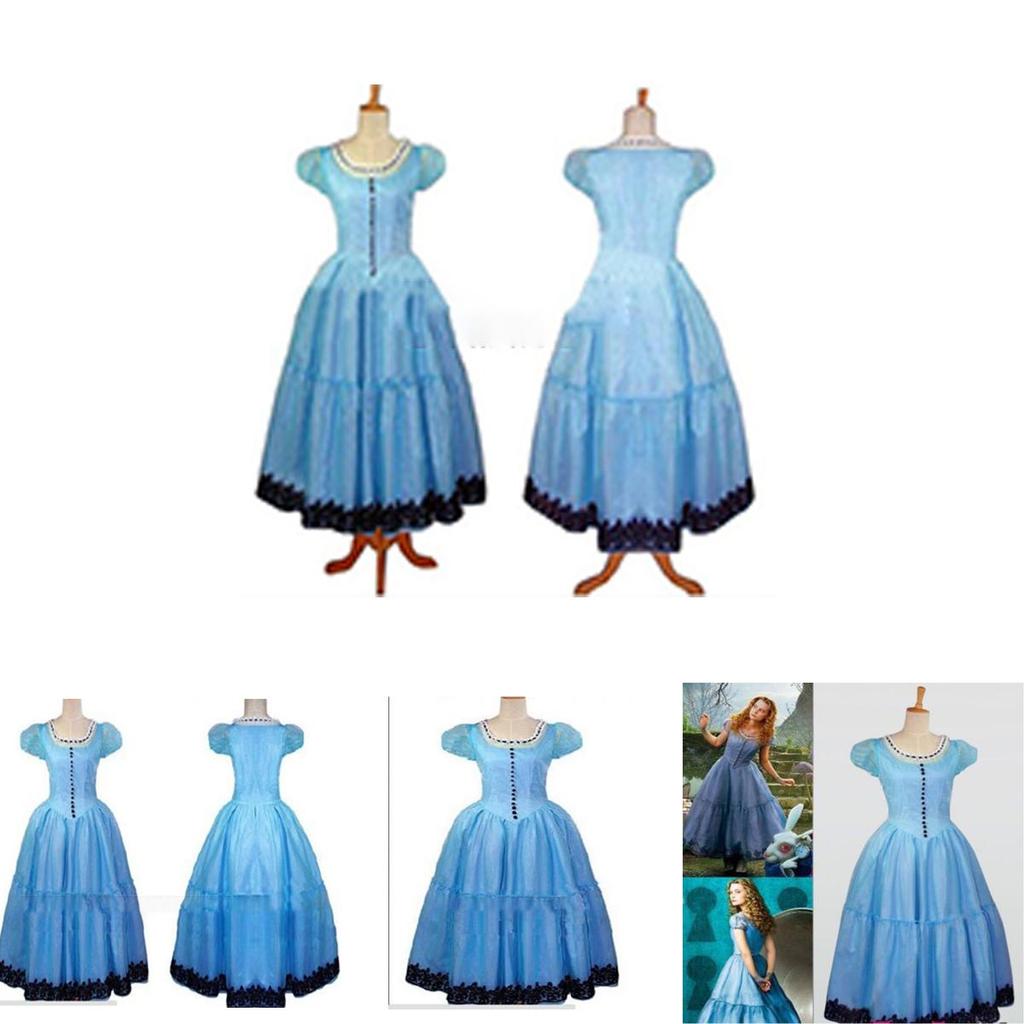 Enchanting Alice In Wonderland Tim Burton Cosplay Blue Dress For Halloween And Prom