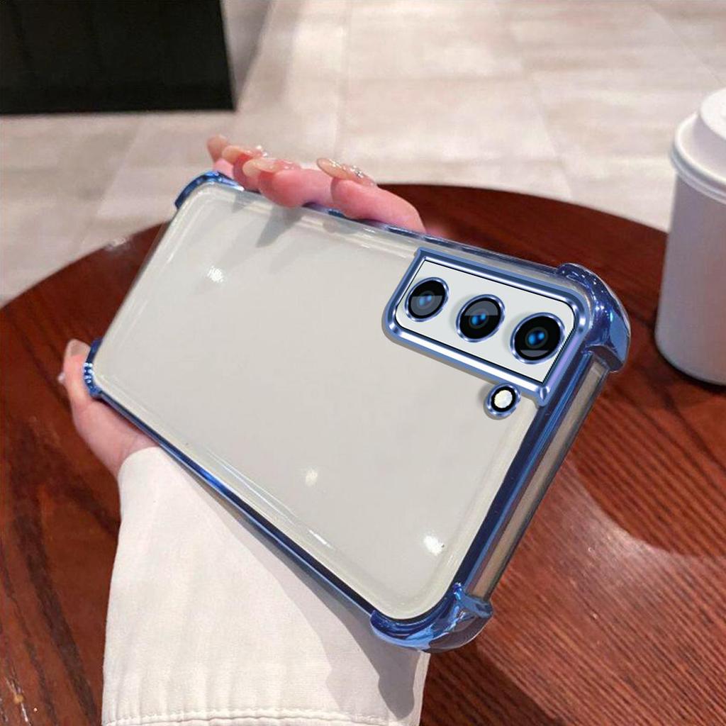Case for Samsung Galaxy S22+,S22,S21 FE,S21,S21+ Electroplated Color Border Clear Phone Casing Cover