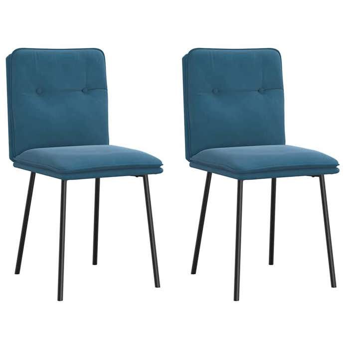 VidaXL Dining Chairs Set of 2 Blue Velvet, Chair, Living Room Chair, Accent Chair, Kitchen Chair, Dining Seat 4101319