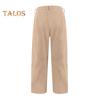 Women Corduroy Pants Elastic Waist Mid-rise Button Zipper Fly Wide Leg Casual Trousers with Pockets Solid Color Slacks