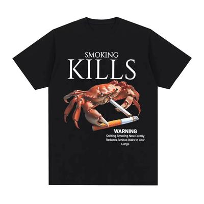 Männer Rauchen Tötet Krabbe T-Shirts Ungezügelt Weirdcore Weird Grafik T-Shirt Harajuku Baumwolle Kurzarm T-Shirt Coole Atmungsaktive Tops