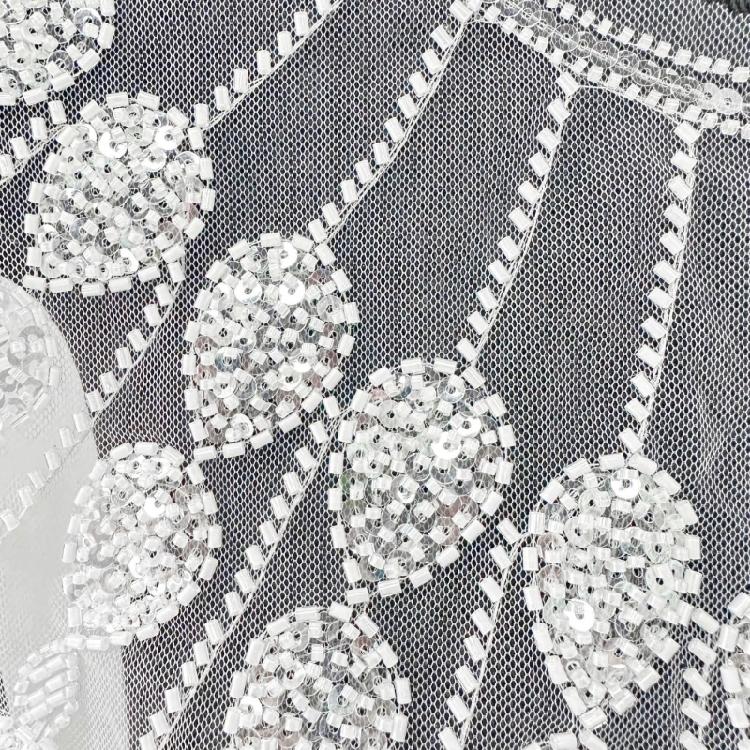 Embroidery Applique Sequins Beads Sew On Collar Patches Wedding Dress Applique For Wedding Dress Evening Gown Decoration