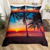 Ocean Beach Palm Tree Duvet Cover Set Sea Wave Polyester Quilt Cover Tropical Leaves Hawaiian Vacation Print For Kid Adult Teen