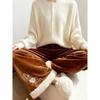 New Chinese Style Golden Velvet Floral Women's Winter Slimming Casual with Frayed Edges (2025)