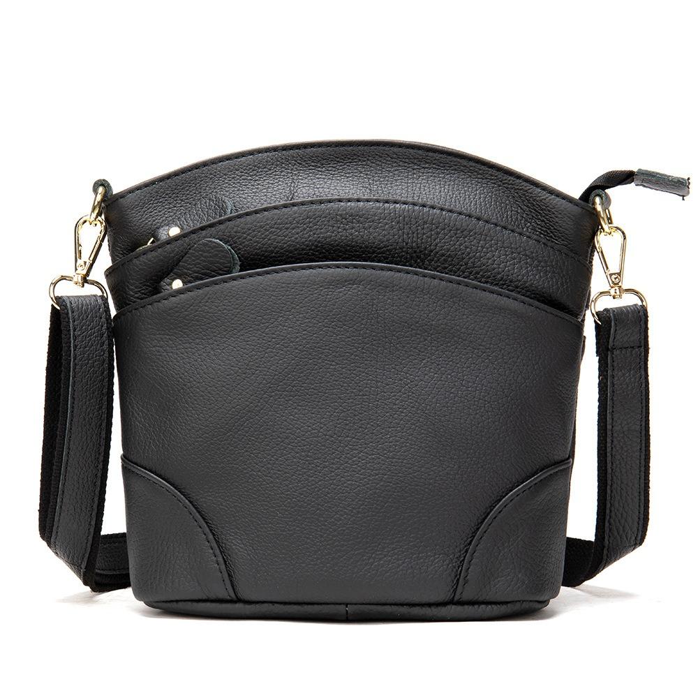 Multi-Pocket Genuine Leather Crossbody Bag for Women