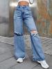 Y2K Zerfetzte High-Waist Damen Casual Bequeme Lange Jeans