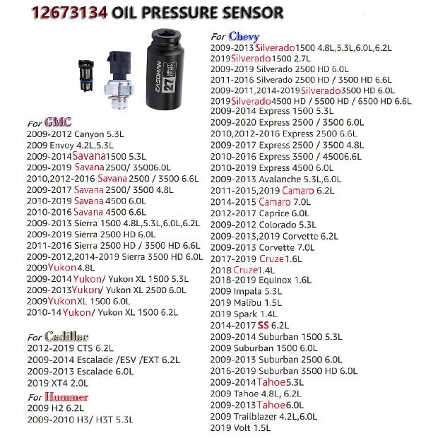 Oil Pressure Sensor For Chevrolet GMC Buick Cadillac Yukon Escalade Chevy Silverado 1500 5.3L 4.8 6.0 6.2 2009 2010 2011 2012 2013 2014- 213-4411
