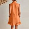 Damen Baumwoll-Leinen Ärmelloses Kleid - Lässiger Lockere Passform für den Sommer