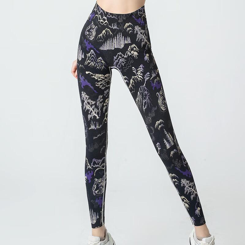 

Women s High-Waist Printed Yoga Leggings One Size