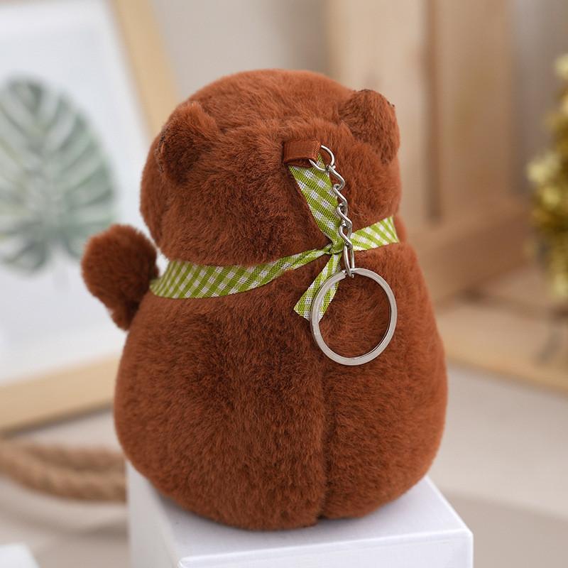 Adorable Brown Capybara Plush Keychain Cute Buddhist Robe Keyring For Girls Gifts