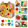 Montessori Giraffe Busy Board 3D Felt Book Toddler Toy for Fine Motor Skills Early Education Habits Knowledge Development
