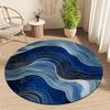 Wave Art Style Flannel-printed round floor mats are slip-resistant Suitable for living room bedroom terrace garden carpets