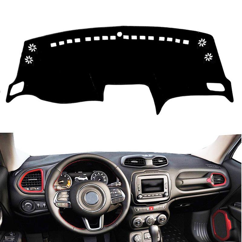 

For Jeep Renegade 2014-17 2018 Car Dashboard Cover Mat Pad Anti-UV Trument Sunshield Protect Carpet Interior Accessories Black(Black Edge)