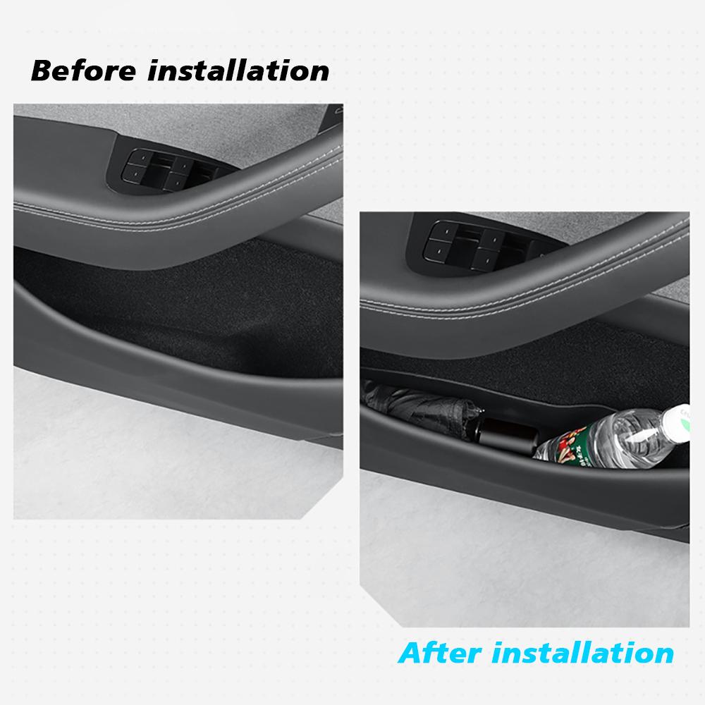 TESY For Tesla Model YL Y Launch Juniper Standard Car Door Side Storage Box Front Rear TPE Door Storage Organizer Tray