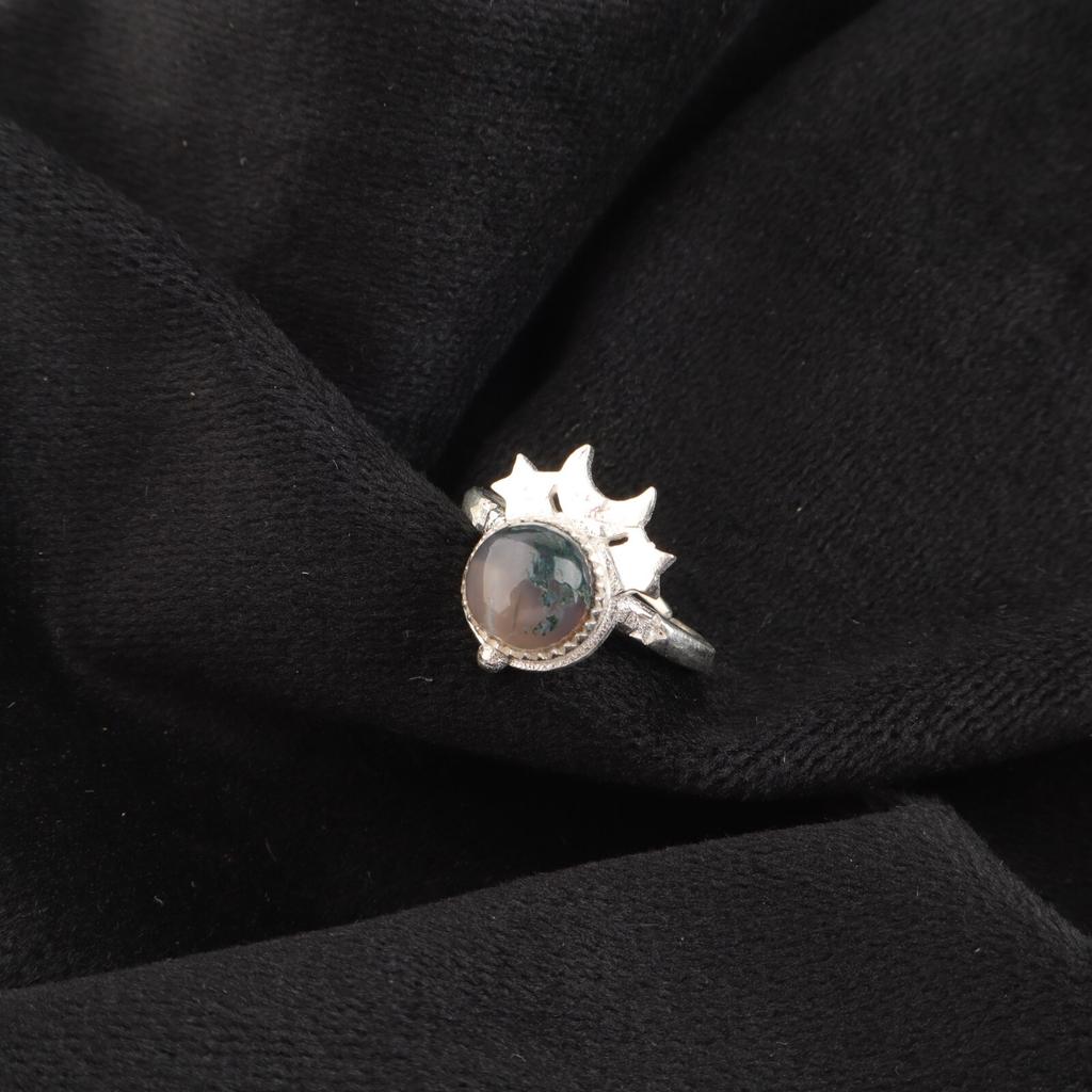 Natural Moss Agate Gemstone 925 Sterling Silver Jewelry Handmade Women Gift Ring RR-67-29