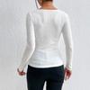 IHUASU Women's Fall Niche Slim Square Neck Long Sleeve T-Shirt