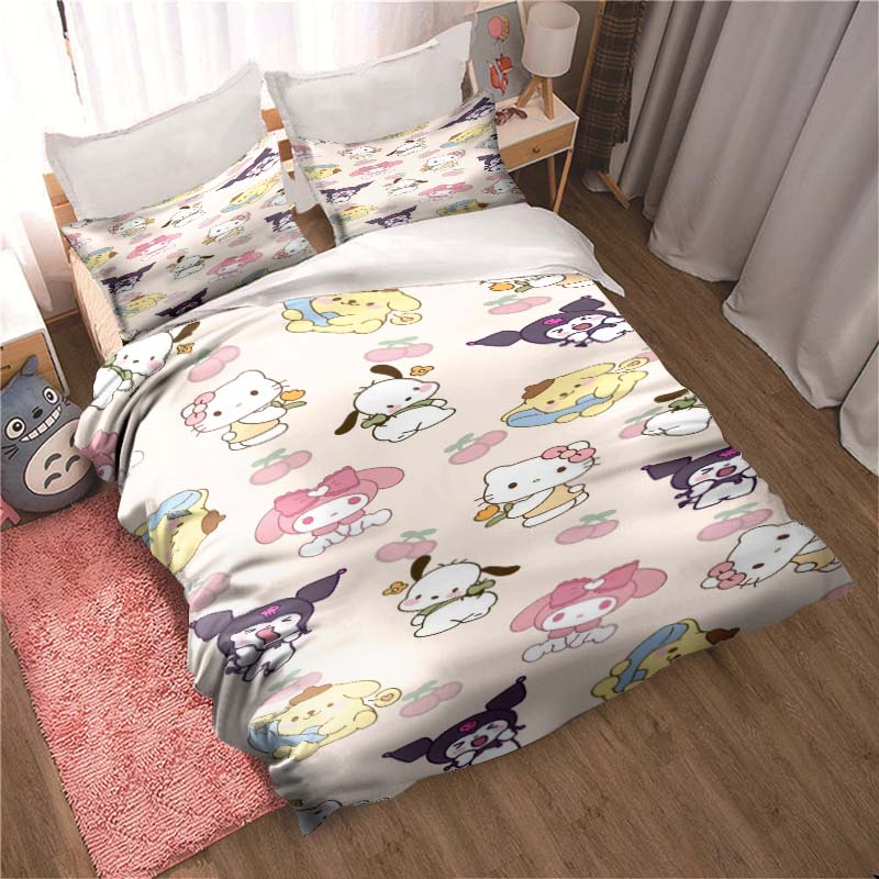 Cartoon Character (Pom Pom Purin) Printed Bedding Set Duvet Cover 1 Duvet Cover 2 Pillowcases Adult and Children Bedding Set Lux