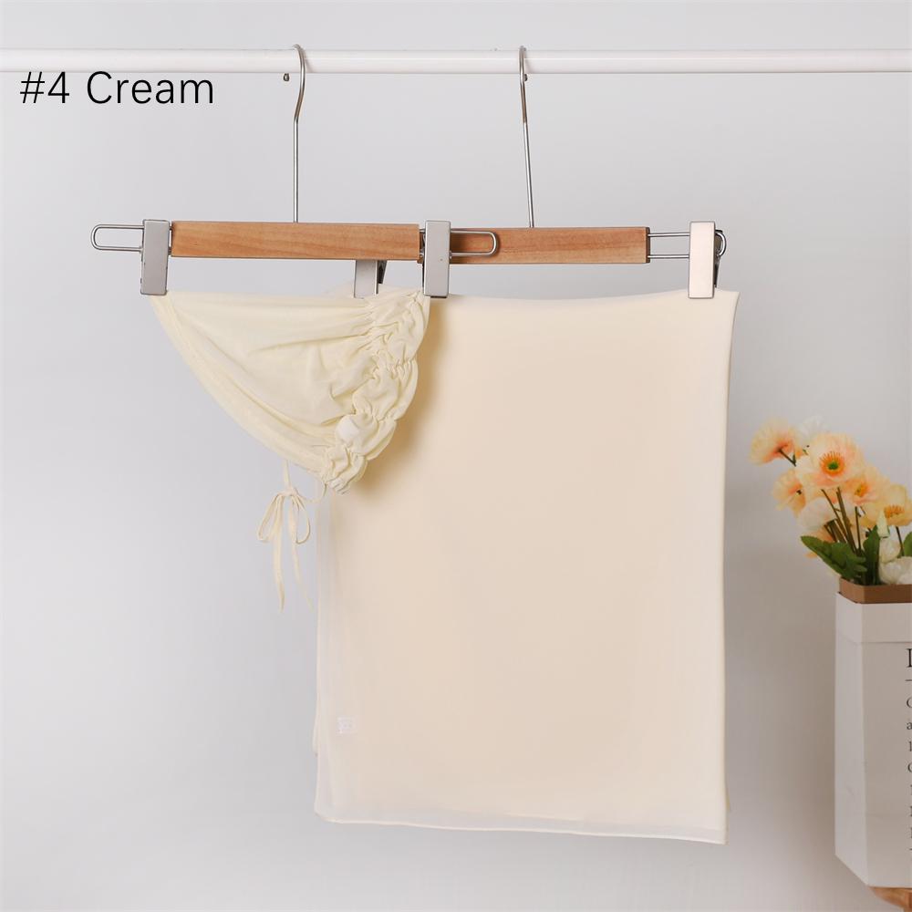 2 Piece Set High Quality Pearl Chiffon Scarf With Spandex Inner Cap Hijab Solid Color Woman Chiffon Headscarf Matching Undercap