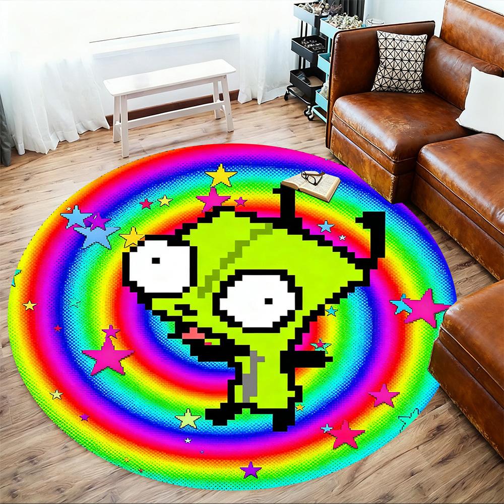 1pc Alien Rainbow Round Chair mat office Area Rug - Non-Slip, Floor Mat for Office, Bedroom, Ideal home decor gift p0105022