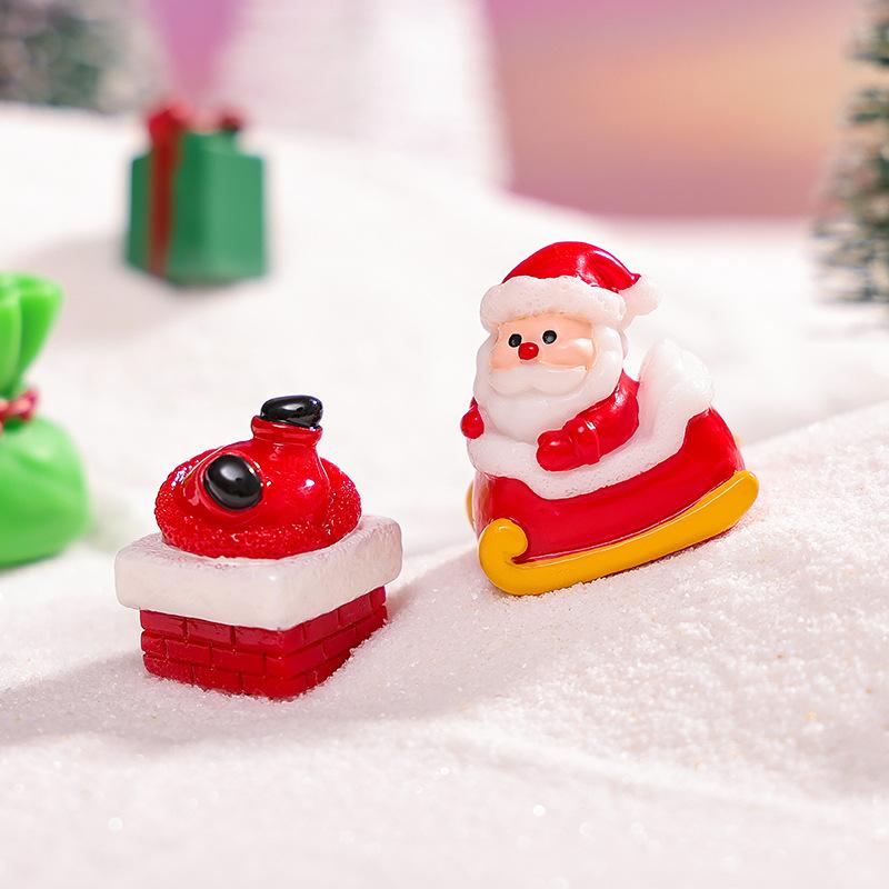 Non-Toxic 6Pcs Mini Santa Claus Ornaments Red Christmas Decor For Diy Fairy Garden Potted Plant Holiday Gift