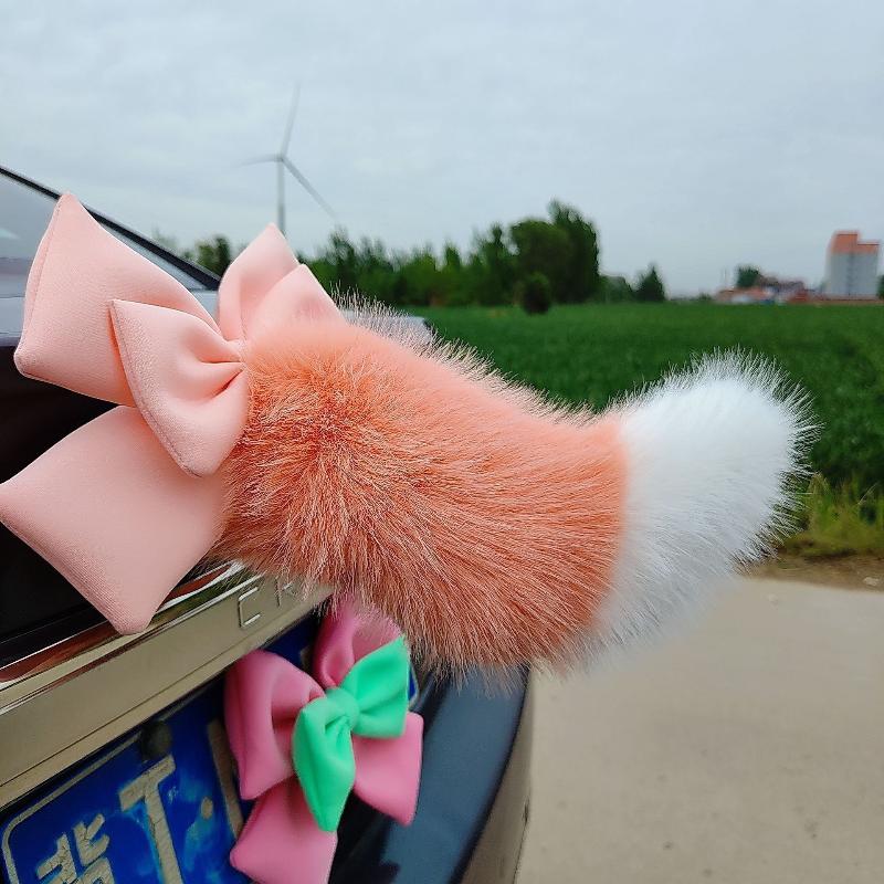 Decorazione Coda Auto Peluche Soffice Fiocco Carino Tocco Morbido Multi Colori Styling Esterno Auto Accessori Auto Per Ragazze