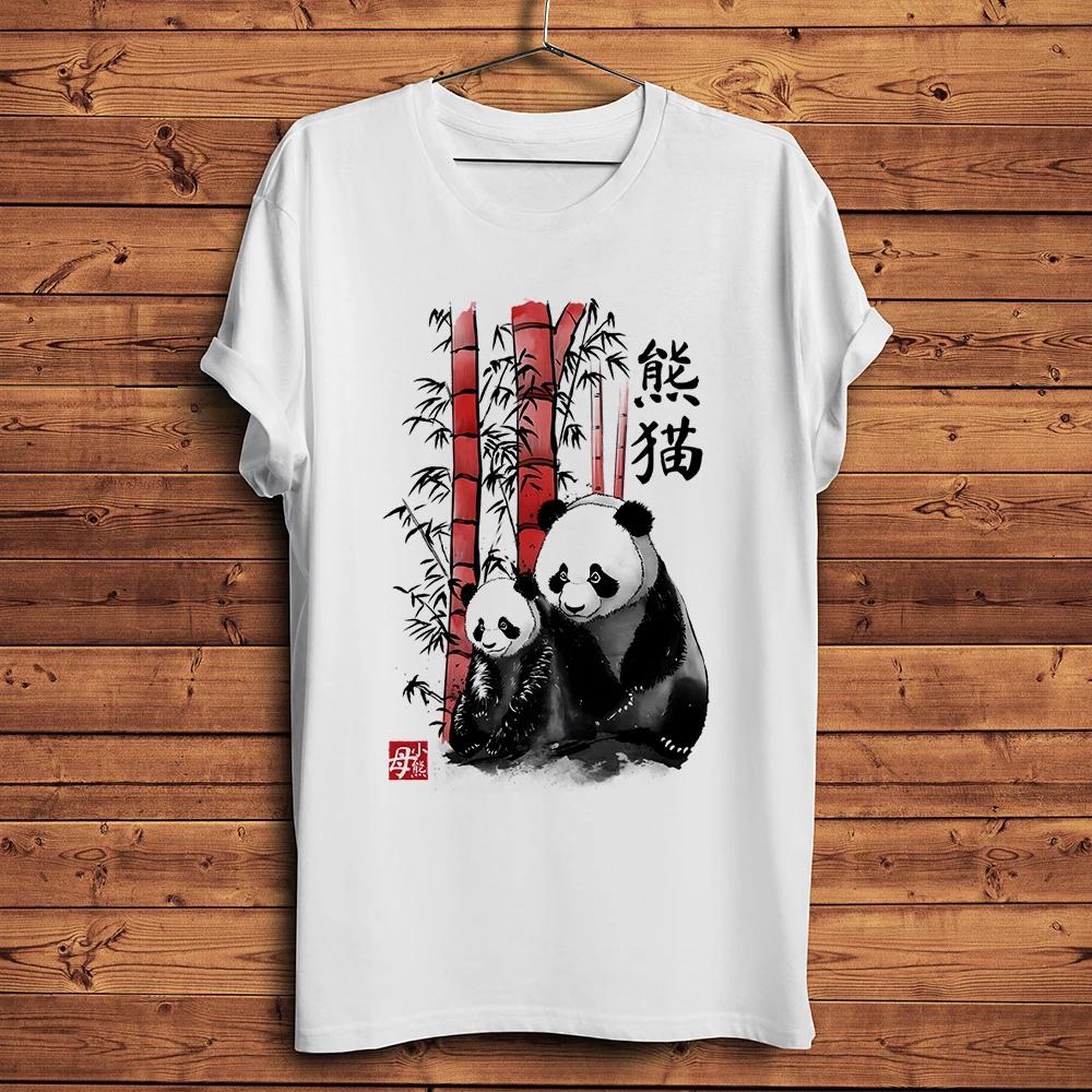 Chinese Inkwash Panda Funny T Shirt Men,Short Sleeve O-neck White Casual Tee Unisex,Streetwear