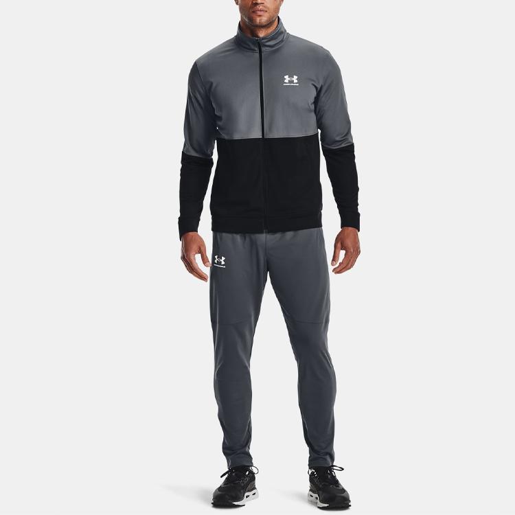 Under Armour Pique Track Casual Breathable Zip-Up Training Jacket Men Jackets Grey 1366202-012