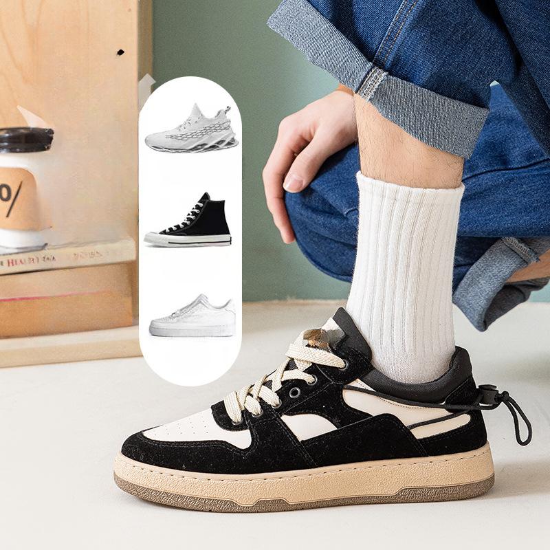 Solid-colored Cotton Socks, Men's Spring and Autumn Sweat-absorbing and Odor-proof Mid-calf Socks, Men's Versatile Sports Socks