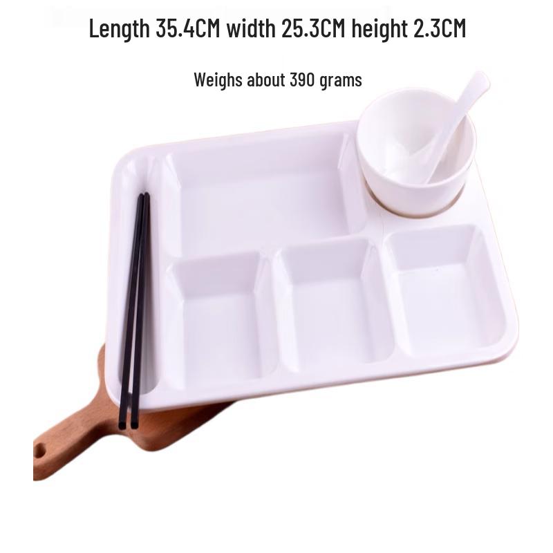 Yuqunhui Melamine 6-Compartment Rectangular Canteen Tray Plate Only